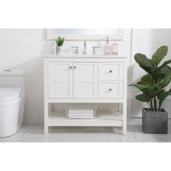 36 Inch Single Bathroom Vanity In White