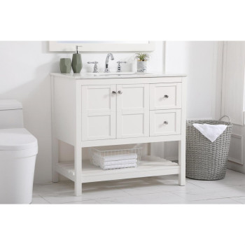 36 Inch Single Bathroom Vanity In White