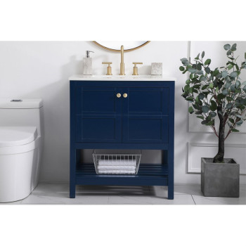 30 Inch Single Bathroom Vanity In Blue