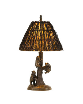 Benjara Bm224880 150W Resin Body Table Lamp With Bear Design Twig Shade44 Bronze