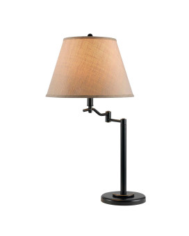 Benjara 3 Way Metal Body Table Lamp With Swing Arm And Conical Fabric Shade Black