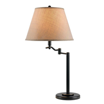 Benjara 3 Way Metal Body Table Lamp With Swing Arm And Conical Fabric Shade Black