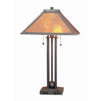 Benjara Bm223694 Ball Inlay Metal Body Table Lamp With Square Mica Shade Bronze