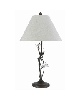 Benjara Bm223610 Pine Twig Accent Metal Body Table Lamp With Conical Shade44 Bronze White