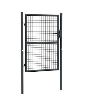 Vidaxl Mesh Garden Gate Galvanized Steel 394X689 Gray