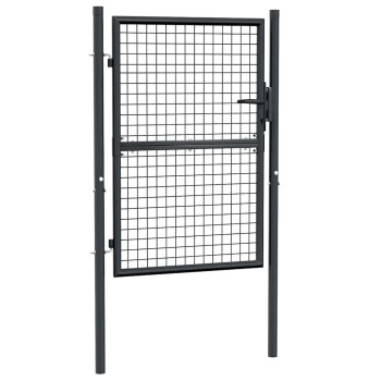 Vidaxl Mesh Garden Gate Galvanized Steel 394X689 Gray