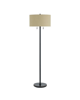 Benjara Bm220846 Metal Body Floor Lamp With Fabric Drum Shade Pull Chain Switch44 Black