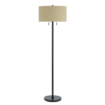 Benjara Bm220846 Metal Body Floor Lamp With Fabric Drum Shade Pull Chain Switch44 Black