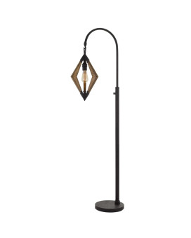 Benjara Bm224843 Tubular Metal Downbridge Floor Lamp With Wooden Accents Black