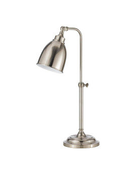 Benjara Metal Round 25 Table Lamp With Adjustable Pole Silver