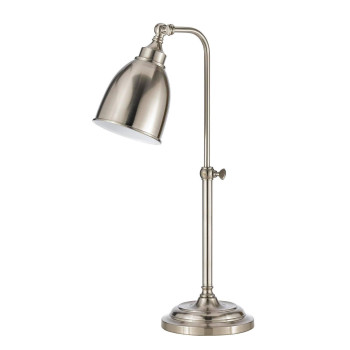 Benjara Metal Round 25 Table Lamp With Adjustable Pole Silver