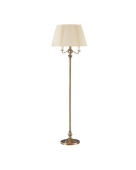 Benjara 150 Watt 6 Way Metal Floor Lamp With Fabric Tapered Shade Gold