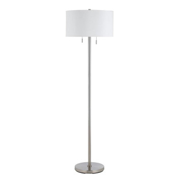 Benjara Bm220845 Metal Body Floor Lamp With Fabric Drum Shade Pull Chain Switch44 Silver