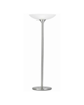 Benjara 3 Way Torchiere Floor Lamp With Frosted Glass Shade And Stable Base White