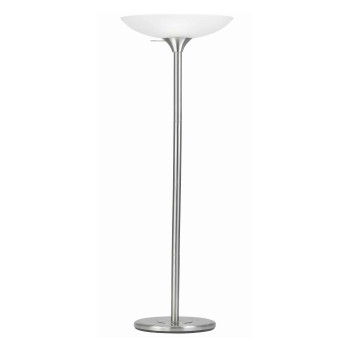 Benjara 3 Way Torchiere Floor Lamp With Frosted Glass Shade And Stable Base White