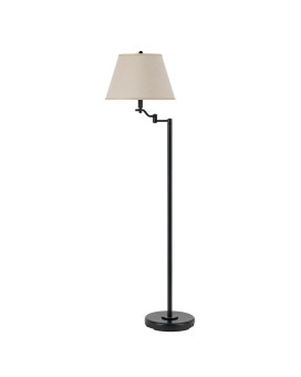 Benjara Bm220833 3 Way Metal Body Floor Lamp With Swing Arm Conical Fabric Shade44 Black