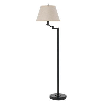 Benjara Bm220833 3 Way Metal Body Floor Lamp With Swing Arm Conical Fabric Shade44 Black