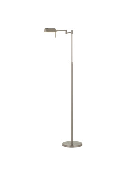 Benjara Bm224744 10W Led Adjustable Metal Floor Lamp With Swing Arm Chrome