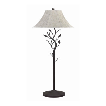 Benjara Bm223582 Metal Floor Lamp With Leaf Accent Body Fabric Bell Shade44 Black Gray