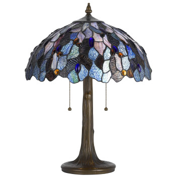 Benjara 2 Bulb Tiffany Floor Lamp With Mosaic Design Shade Multicolor