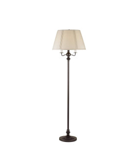 Benjara 150 Watt 6 Way Metal Floor Lamp With Fabric Tapered Shade Bronze