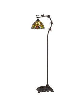 Benjara Downbridge Metal Tiffany Floor Lamp With Leaf Accents Multicolor