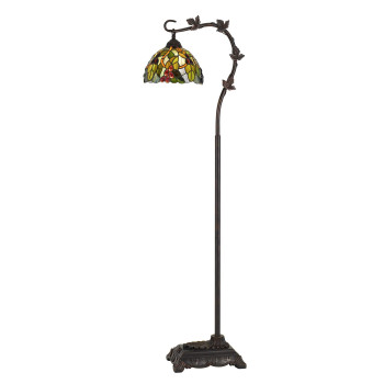 Benjara Downbridge Metal Tiffany Floor Lamp With Leaf Accents Multicolor