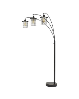 180 Watt Metal Floor Lamp With 3 Arms And Cage Shades Black