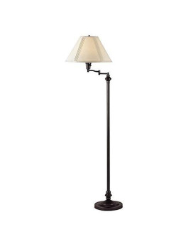 Benjara 150 Watt Metal Floor Lamp With Swing Arm And Fabric Conical Shade Black