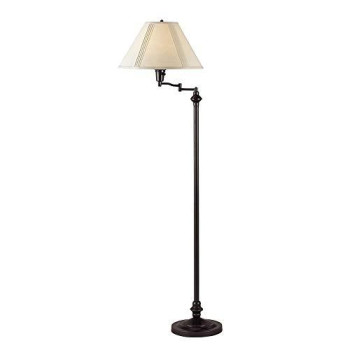 Benjara 150 Watt Metal Floor Lamp With Swing Arm And Fabric Conical Shade Black