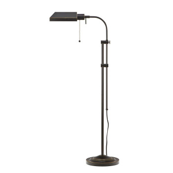 Benjara Metal Rectangular Floor Lamp With Adjustable Pole Black