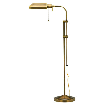 Benjara Bm225079 Metal Rectangular Floor Lamp With Adjustable Pole Gold