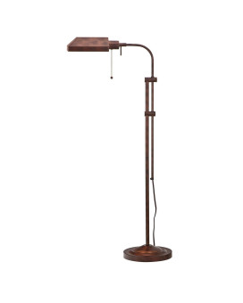 Benjara Metal Rectangular Floor Lamp With Adjustable Pole Bronze