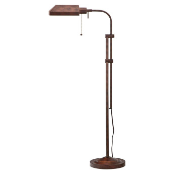 Benjara Metal Rectangular Floor Lamp With Adjustable Pole Bronze