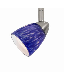 Benjara 50 Watt Track Fixture With Handblown Glass Shade Silver And Blue