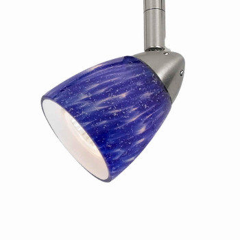 Benjara 50 Watt Track Fixture With Handblown Glass Shade Silver And Blue