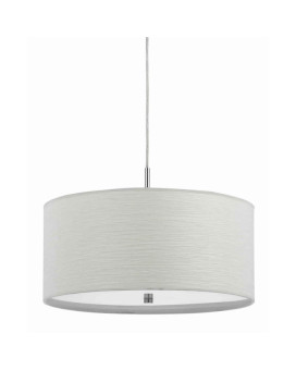 Benjara Bm223015 Drum Style Pendant Fixture With Fabric Shade Brushed Details44 White