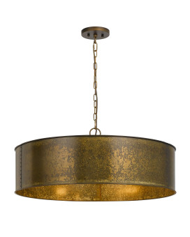 Benjara 60 X 5 Watt Round Metal Frame Chandelier With 6 Foot Chain Distressed Gold