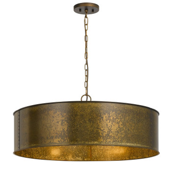 Benjara 60 X 5 Watt Round Metal Frame Chandelier With 6 Foot Chain Distressed Gold