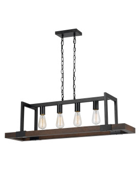 Benjara Bm224714 60 X 4W Wood Metal Chandelier With 6 Ft Chain44 Brown Black