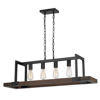 Benjara Bm224714 60 X 4W Wood Metal Chandelier With 6 Ft Chain44 Brown Black