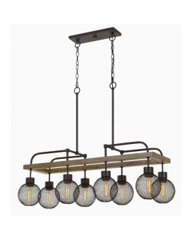 Benjara Bm224975 8 Bulb Chandelier With Wooden Frame Metal Orb Shades44 Brown Black