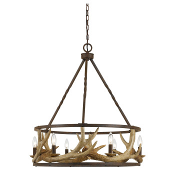 Benjara Bm225617 6 Bulb Metal Frame Chandelier With Resin Antler Design44 Dark Bronze Gold