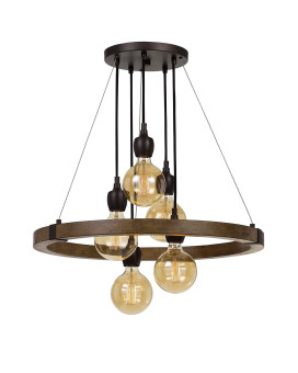 Benjara 60 X 5 Watt Wood And Metal Frame Chandelier Black And Brown