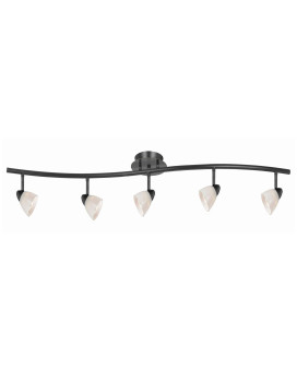 Benjara 5 Light 120V Metal Track Light Fixture With Glass Shade Black And White