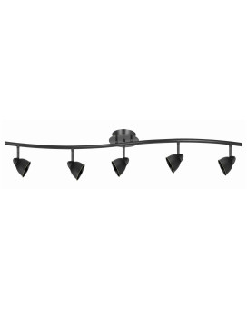 Benjara 5 Light 120V Metal Track Light Fixture With Round Shade Black