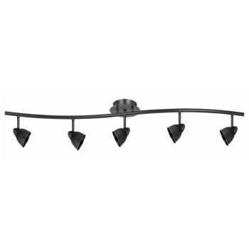 Benjara 5 Light 120V Metal Track Light Fixture With Round Shade Black