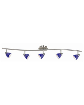 Benjara Bm225637 5 Light 120V Metal Track Light Fixture With Textured Shade44 Silver Blue