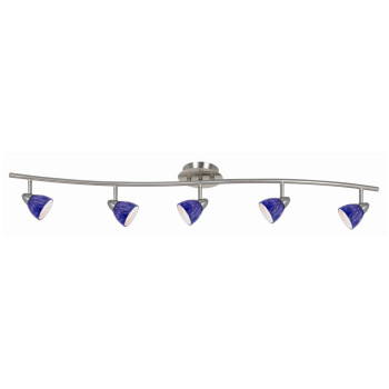 Benjara Bm225637 5 Light 120V Metal Track Light Fixture With Textured Shade44 Silver Blue