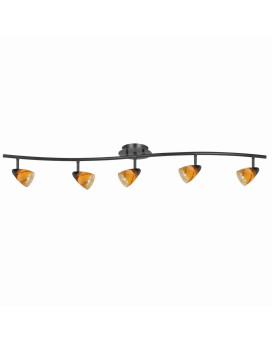 Benjara 5 Light Glass Shade 120V Metal Track Light Fixture Black And Yellow